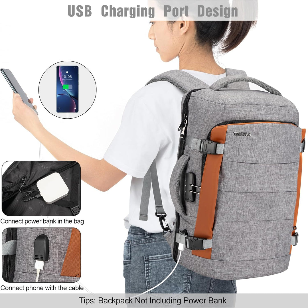40L vodotěsný cestovní batoh na notebook s USB portem a ochranou proti krádeži – AeroPack