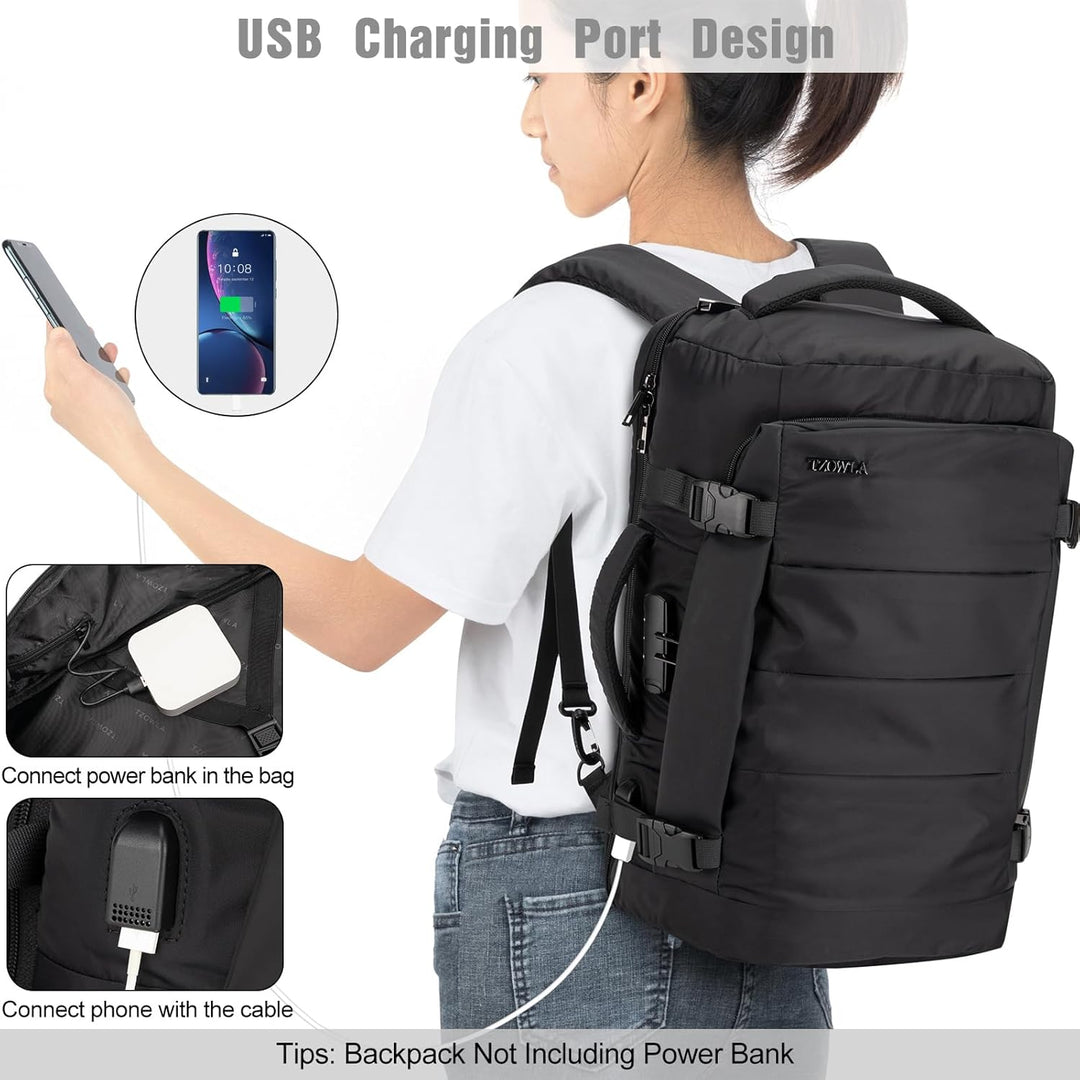 40L vodotěsný cestovní batoh na notebook s USB portem a ochranou proti krádeži – AeroPack