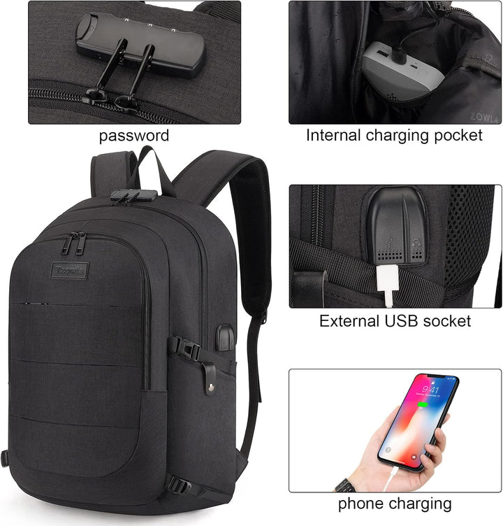 Extra velký batoh proti krádeži pro notebook a cestování s USB portem – 30–50 l