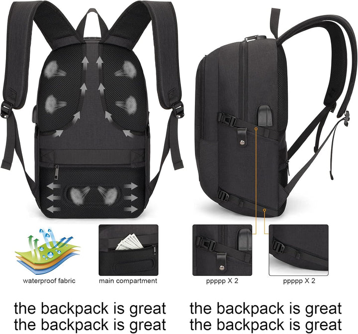 Extra velký batoh proti krádeži pro notebook a cestování s USB portem – 30–50 l