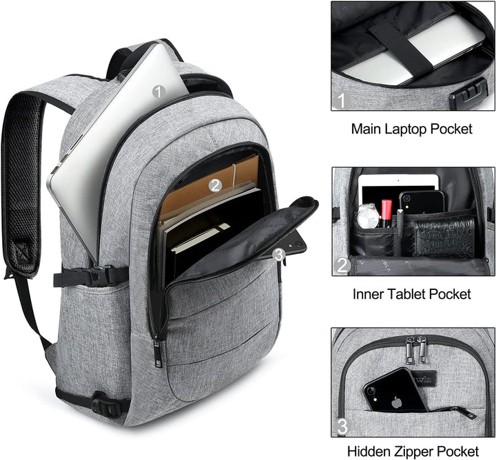 Extra velký batoh proti krádeži pro notebook a cestování s USB portem – 30–50 l