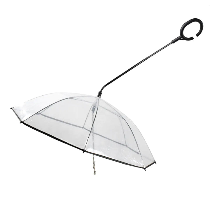 Transparenter Regenschirm mit schwarzem Griff, langlebig, modisch, ideal für Regenwetter.