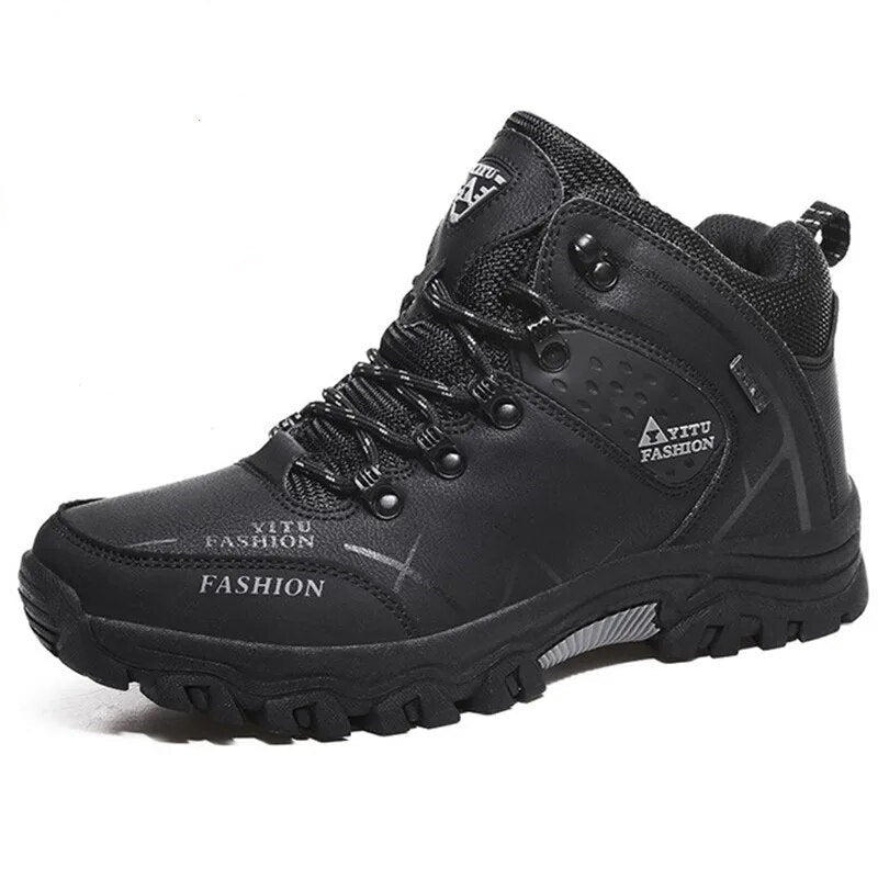 Schwarzer Herren-Wanderschuh, wasserdicht, rutschfest, Outdoor, robust, bequem.