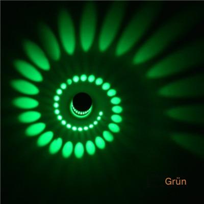 Moderne LED-Deckenleuchte, grün, RGB, spiralförmiges Lichtmuster, Wandlampe für Dekoration.
