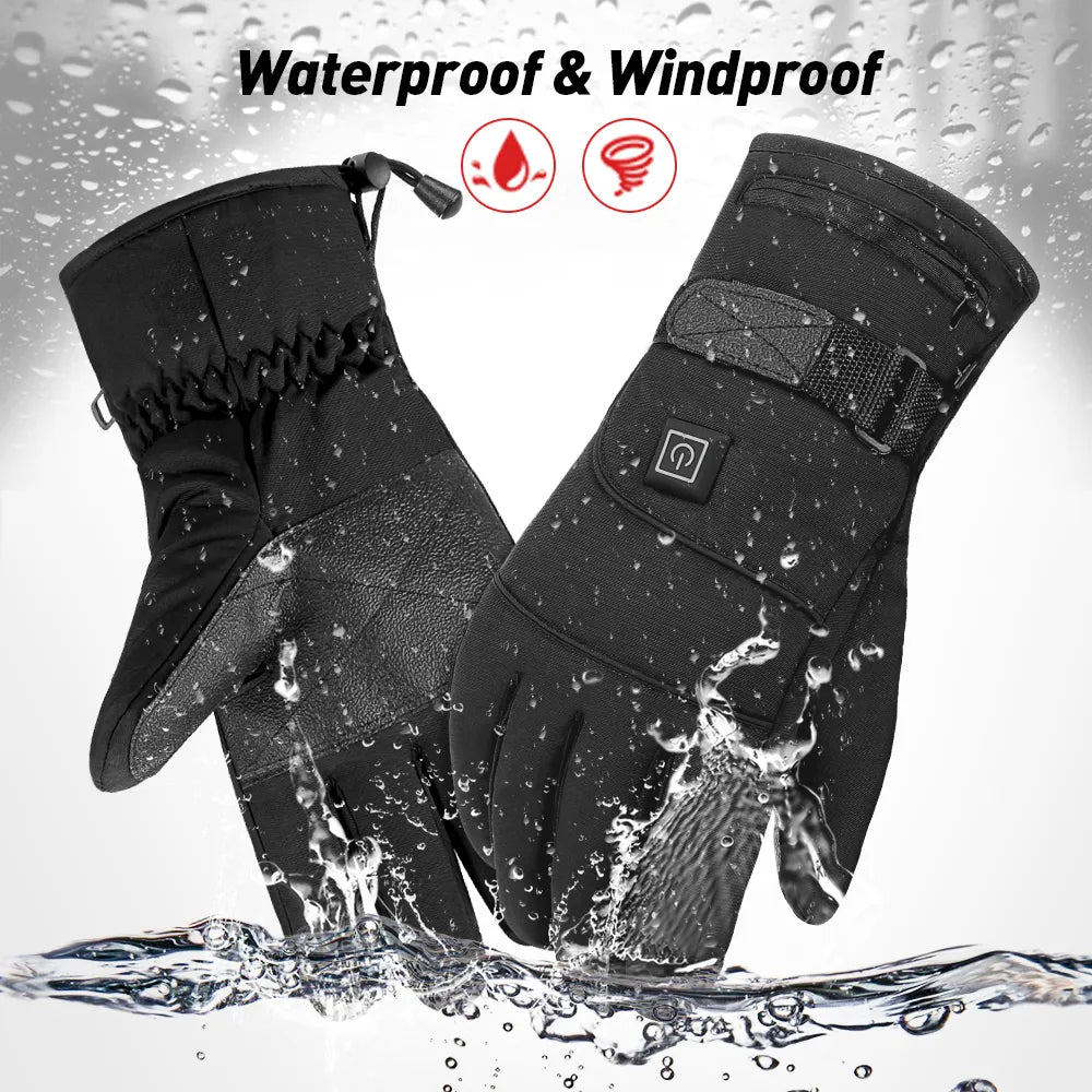 Wasserdichte, winddichte schwarze Winterhandschuhe mit Touchscreen-Funktion für Outdoor-Aktivitäten.