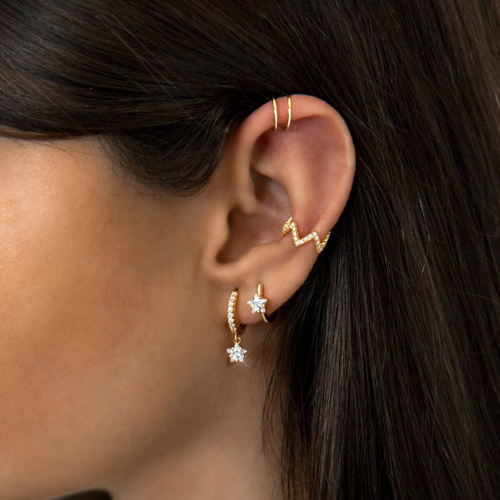 Ohrringe Stern Gold Zirkonia, Damen Schmuck, modisch, elegant, Geschenkidee, Accessoire.