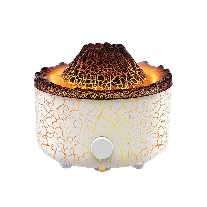 Vulkan-Luftbefeuchter, LED-Licht, weiß-gelb, dekorativ, Aromatherapie, modernes Design.