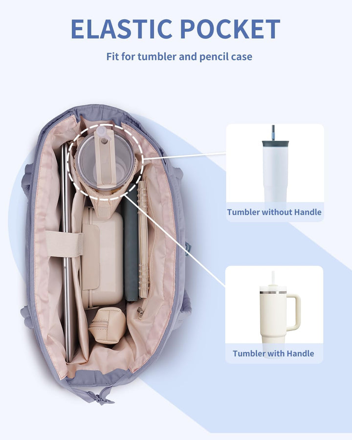 Polstrovaná puffer tote taška s držákem na hrnek a přihrádkou na notebook pro cestování a práci