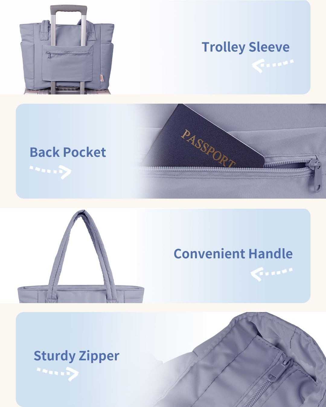 Polstrovaná puffer tote taška s držákem na hrnek a přihrádkou na notebook pro cestování a práci