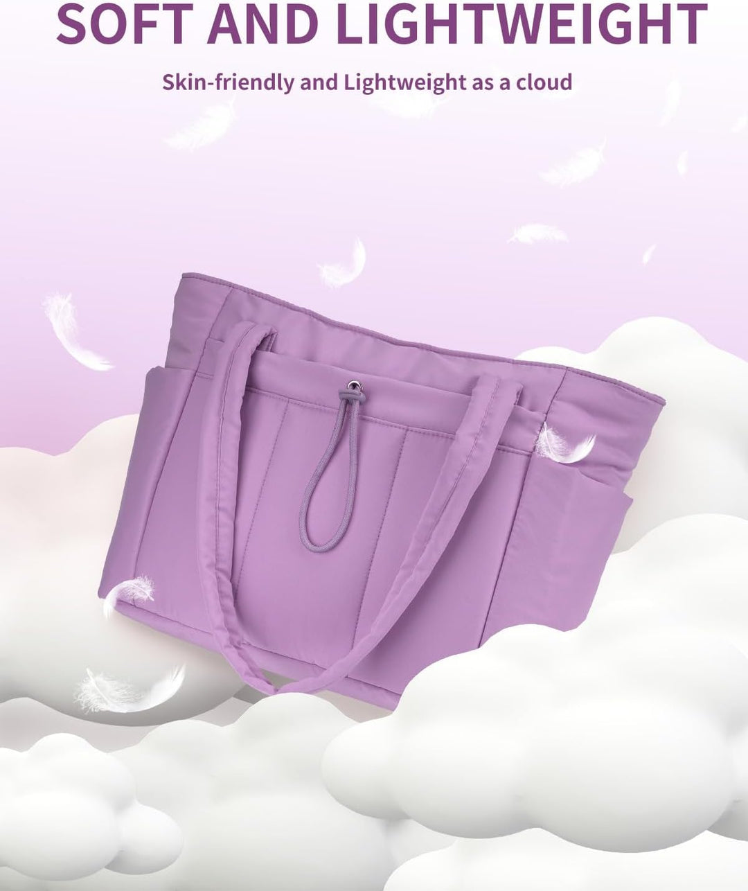 Polstrovaná puffer tote taška s držákem na hrnek a přihrádkou na notebook pro cestování a práci