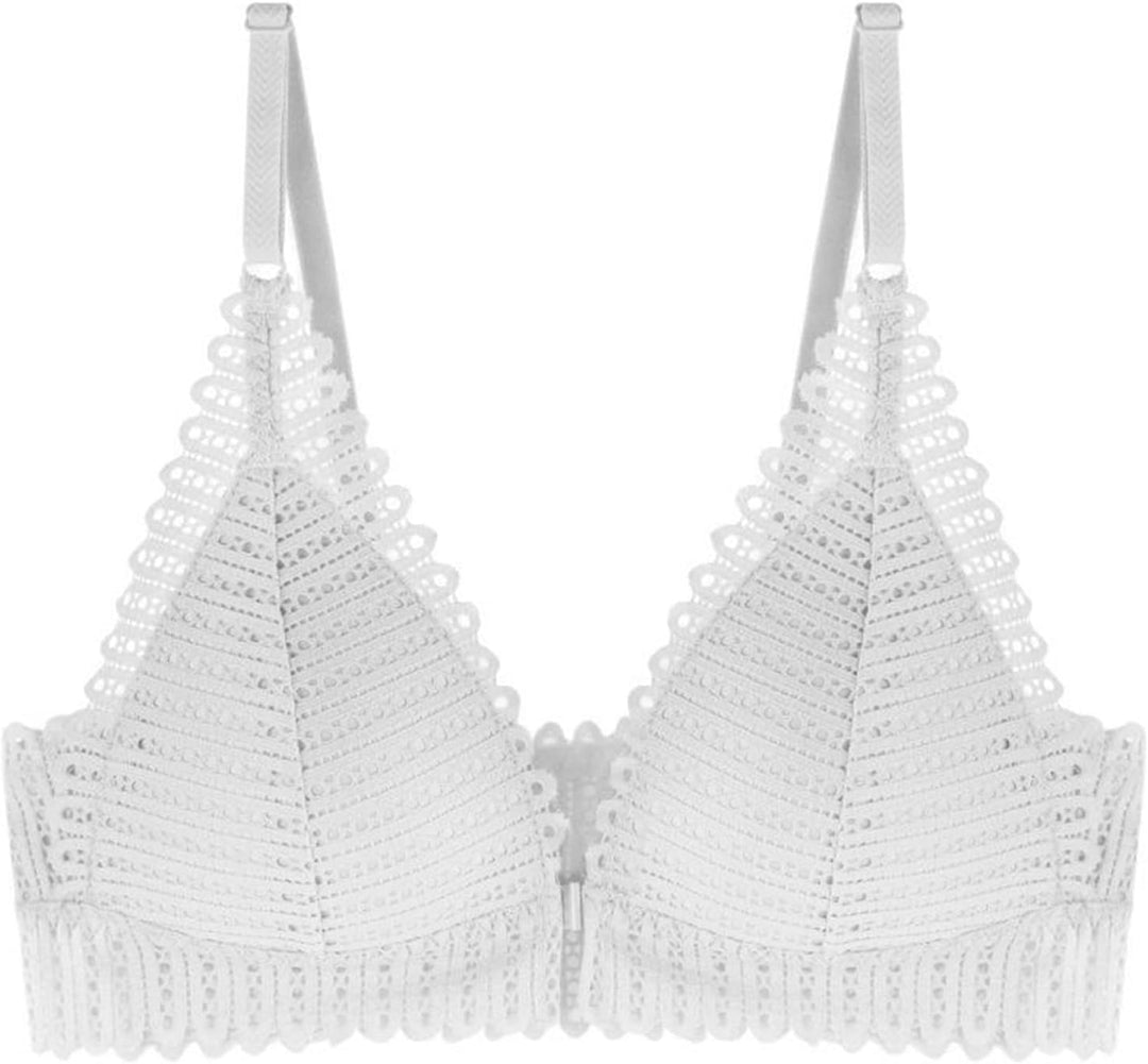 Weißer Spitzen-BH, Triangel-Design, verstellbare Träger, Damenunterwäsche, elegant, bequem.