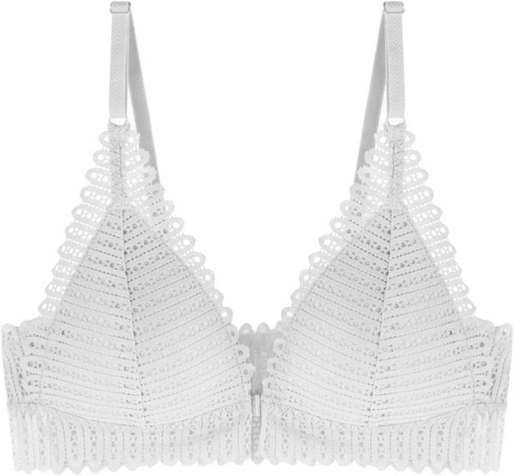 Weißer Spitzen-BH, Triangel-Design, verstellbare Träger, Damenunterwäsche, elegant, bequem.