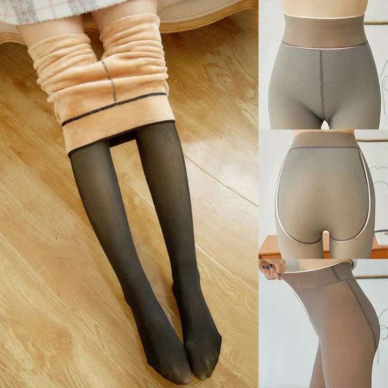 Damen Winter Leggings, hautfarben, warm, blickdicht, elastisch, bequem, modisch.
