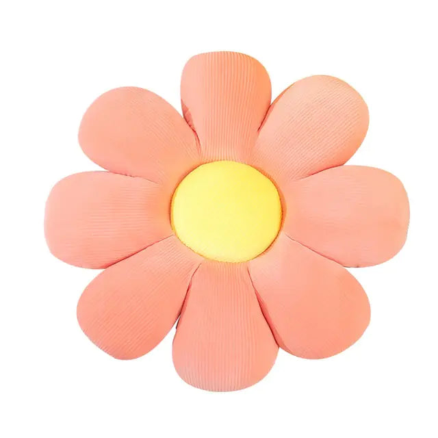 Rosa Plüschblume Kissen, gelber Kern, dekoratives Sofakissen, Kinderzimmer Deko